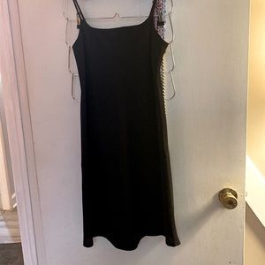 Black lined slip dress